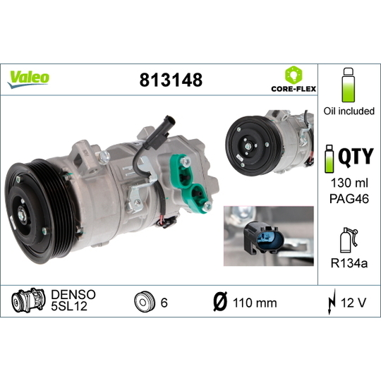 Lốc điều hòa ô tô cho BMW 5 Series F10 2010-2016 VALEO 64529182794